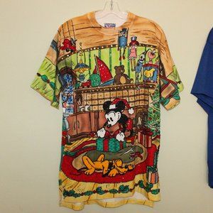 vintage 90s Disney by Joujou Christmas beaded sequin t-shirt Mickey's Workshop